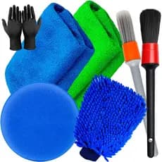 Kit Completo Profissional Lavagem e Detalhamento Automotivo Pano + Pincéis + Aplicador + Luva