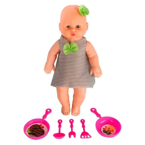 Boneca Babidu Papinha com Acessórios de Cozinha