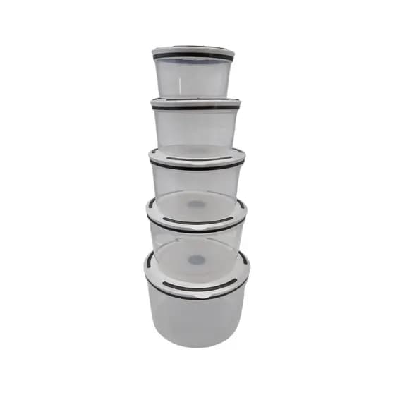 Conjunto 5 Potes Herméticos de Plástico Com Tampa