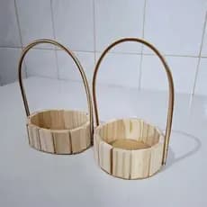 Kit 24 Cestas de madeira Fraldeira Pinus 12 oval + 12 Redonda Com Alça para presente, Dia das Mães e Decoração