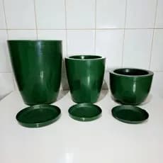 Kit 3 Vasos para Plantas Polietileno Marmorizados Flor Casa Jardim/ Decoração/ Coluna Bojo N1+Coluna Bojo N2 + Bojo N1