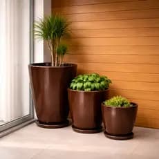 Kit 3 Vasos  para Plantas Polietileno/Casa/Jardim em Coluna Bojo Lisa N1+Coluna Bojo Lisa N2 + Bojo Liso N1