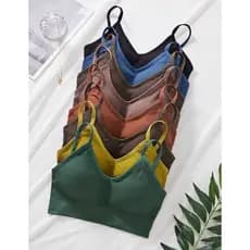 Kit Top Canelado Bojo Removível  Alça Ajustáveis Com Decote em V Topper Academia Treino Fitness