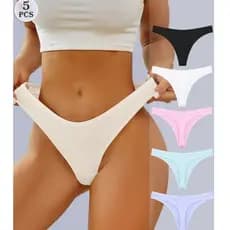 Kit 5 Calcinha 100% Algodão Fio Dental Confortável Dia a Dia Não Marca Respirável Moda Intima