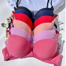 Kit 5 Sutiã Bojo Canelado Alças com Regulagem Reforçada Sutian Confortável Dia a Dia Moda Intima