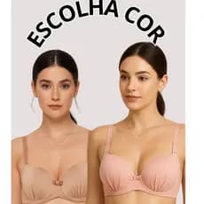 Kit 2 Sutiã Bojo Alças Reforçadas Largas com Regulagem Pala com Sustentação Soutien  Drapeado Sutian