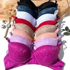 Kit 5 Sutiã Bojo Renda Básico Regulagem Reforçado Sutian Adulto Feminino Sensual Confortável Rendado