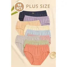 Kit 10 Calcinhas Plus Size 100% Algodão Cós Alto Confortável Tanga Respirável Calçola Idosa Hospital