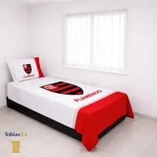 Kit Lençol  Cama Solteiro Personalizado  Time de Futebol + Fronha – Jogo de Cama de Torcida Varios Times