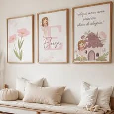 Kit Quadro decorativo COM OU SEM MOLDURA Fadas com nome personalizado ideal pra quarto de menina