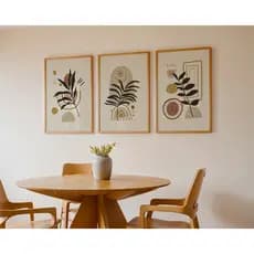 kit com 3 Quadro contemporâneo decorativo abstrato folhagem para salas - Tamanho 60x40