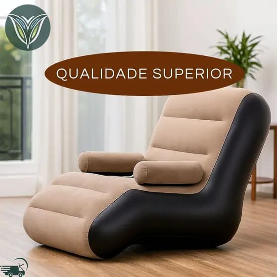 Poltrona Espreguiçadeira Sofa Puff Inflável Com Bomba Braços Descanso Praia Piscina Camping Lazer Confortavel Portatil