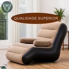 Poltrona Espreguiçadeira Sofa Puff Inflável Com Bomba Braços Descanso Praia Piscina Camping Lazer Confortavel Portatil