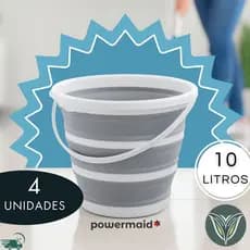 Balde Retrátil de Silicone 10 Litros Dobrável Premium Flexível Cinza Com Alça Compacto Multiuso Cesto Lavagem Camping