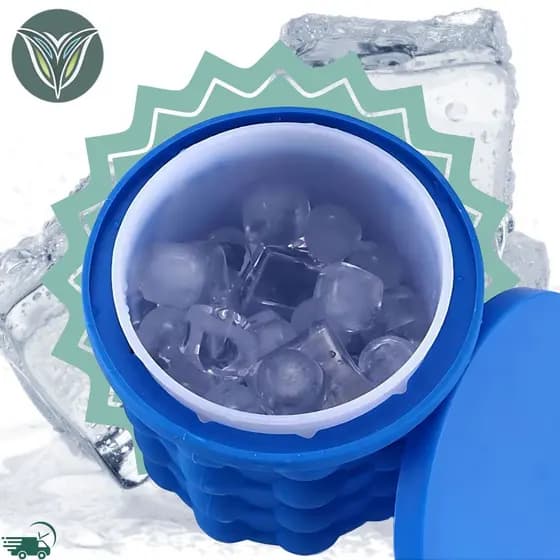 Balde Forma de Gelo Silicone Térmico Portátil Redondo c/ Tampa Bebidas Gelo em Cubos Mágico Rápido IceMagic da TV Cooler