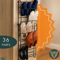 Sapateira Vertical de Parede e Porta para 36 Pares Preta Branca Organizador de Calçados Sapatos Suspenso