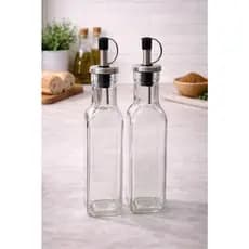 Conjunto 2 Porta Azeite e Vinagre Quadrado Vidro 250ml