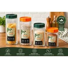 Conjunto 4 Potes Redondo de Vidro com Tampa
