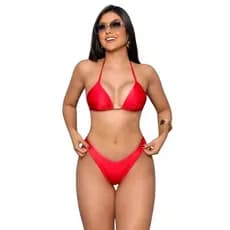 Biquíni Cortininha, Calcinha Asa Delta, Semi Fio Duplo, Tecido Trilobal, Tamanhos P M G