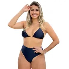 Biquíni Cortininha, Calcinha Hot Pant, Semi Fio Duplo, Tecido Trilobal, Tamanho G