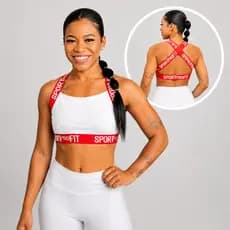 Top Faixa Fitness Academia Duplo Bojo Removível Sport ProFit Premium Poliamida Proteção UV50+ Promoção