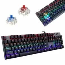 Teclado Mecanico Gamer RGB Aço 100% Switch Blue Red Anti Ghosting Pc Notebook Ps4 Setup Efeito Led