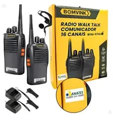 Kit 2 Rádios Comunicador 16 Canais Recarregável Walk Talk Com Fone Segurança Acampamento