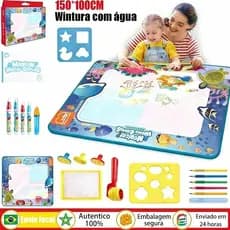 Tapete Educativo de Desenho com Água 150x100cm Reutilizável com Caneta Mágica