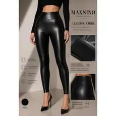 Calça Feminina Legging de Couro com Forro Peluciado Inverno Quente e Modeladora
