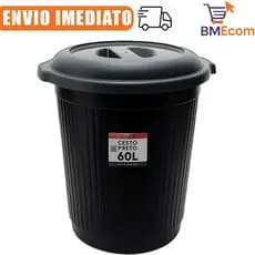 Cesto Organizador Lixeira com Tampa 60 Litros - Reforçado Cores