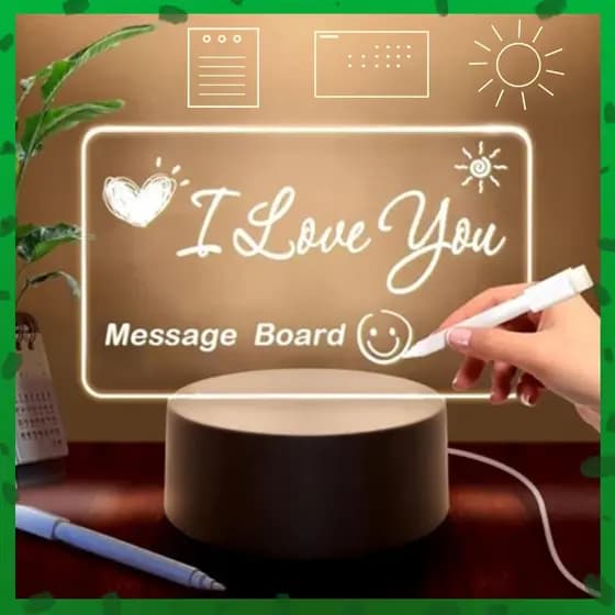 Luminaria Led Escrever de Caneta Lousa  com Caneta de Escrita Apagável Mensagem 3D Lighting Board