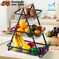Fruteira de Mesa ou Cesto Multiuso Multiuso Frutas Legumes Luxo Premium 2 - 3 Andares