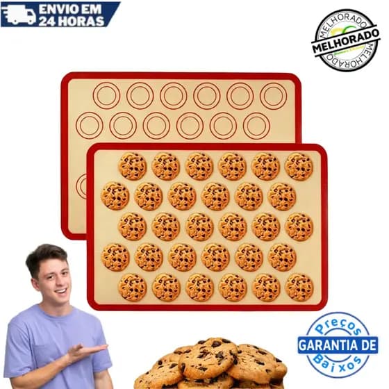 Kit Tapete De Silicone E Fibra De Vidro Culinário Prático 42x30cm para Forno e Cozinha em Casa