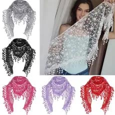 Lenço Feminino Fashion Triangle Wrap Lady Flower Scarf Tassel Shawls Scarves Photo Props Acessórios