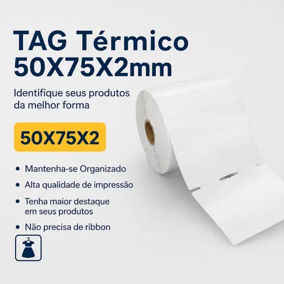 Etiqueta Tag Roupas Termica 50x75 2 Colunas
