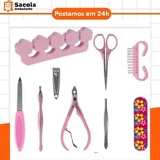 Kit Manicure e Pedicure com 9 Peças completo cor sortida a pronta entrega promoção