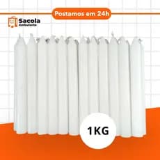 01 Kg Vela Branca Palito 18cm Atacado Fabrica Vela Grossa
