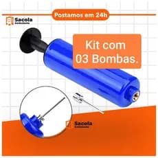 Kit com 03 Bomba para encher bolas + agulha para bolas de futebol voley basquete promoção