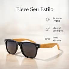 Óculos de Sol Retrô Bambú Quadrado Polarizado Vintage Hastes Madeira Unissex Proteção UV400 Moda Verão