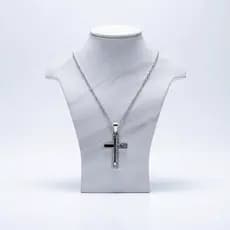 Cordão Corrente  Prata Crucifixo Pingente Cruz Pai Nosso
