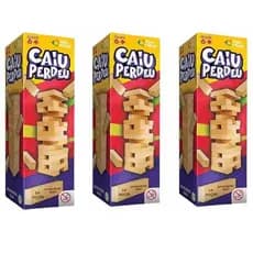 KIT 3 Jogo Caiu Perdeu 54 peças Torre Maluca De Equilíbrio Divertida Coordenação pais e filhos.