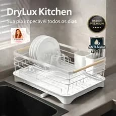 Escorredor Louça Bandeja Coletora Porta Talheres DryLux Kitchen Organizador Pia Anti Ferrugem