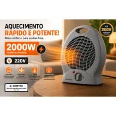 Aquecedor de Ar Elétrico 2000W 220V Portátil Aquecimento Rápido Para Quarto Sala Escritório Com Alça