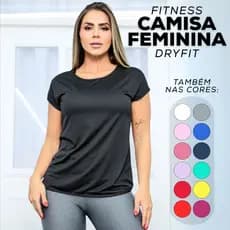 Camisa Fitness Feminina Dry Fit Academia Blusa Manga Curta Treinos Básica Costas Vazada Respirável Premium