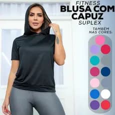 Blusa Fitness Academia Com Capuz Manga Curta Multiuso Para Malhar Treino Dry Fit Secagem Rápida
