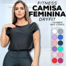 Blusa Cropped Academia Feminina Manguinha Curta Estilo Ombro Só Dry Fit Secagem Rápida Confortável