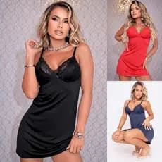 Camisola Pijama Conforto Para Dormir Renda Delicada Detalhes Elegantes Sensual Linha Noite Charme