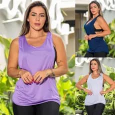 Regata Camiseta Feminina Academia Dry Fit Cavada Tapa Bumbum Alongada Fresquinha Moda Fitness Verão Pronta Entrega