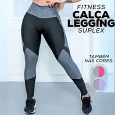 Calça Legging Suplex para Academia Fitness Feminina Cós Alto Recortes Em Tela Treinos Alta Qualidade