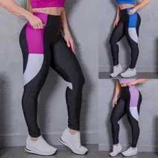 Calça Legging Ginástica Modela Cintura Com Bolsos Laterais Listra Esportiva Treino - Academia - Exercícios